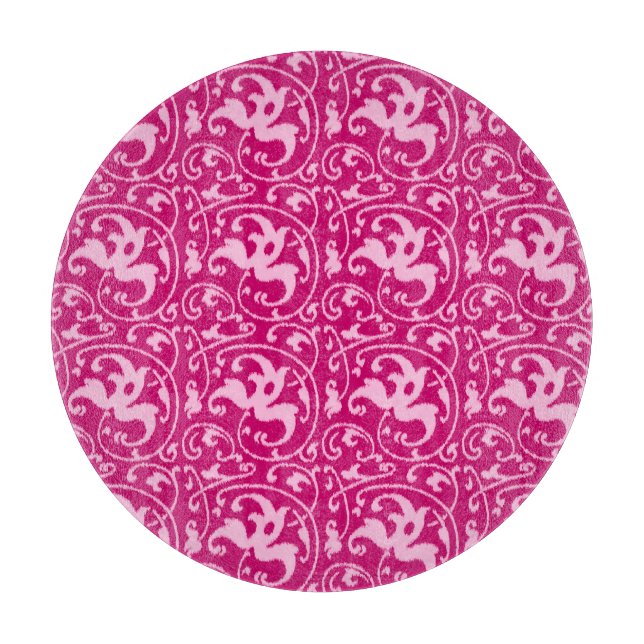 Planche À Découper Ikat Floral Damask - Fuchsia et rose pâle (Devant)