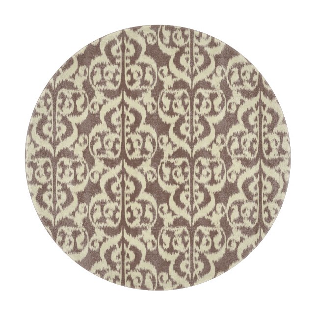 Planche À Découper Ikat Moorish Damask - beige et taupe (Devant)
