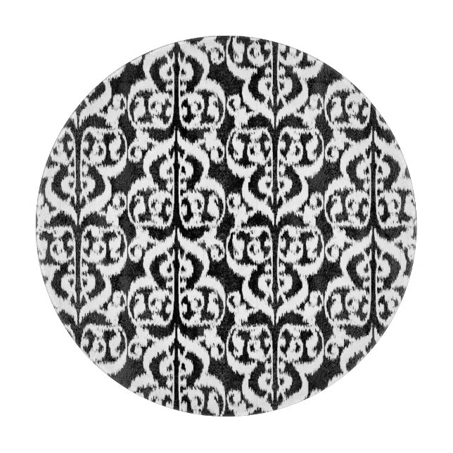 Planche À Découper Ikat Moorish Damask - blanc et noir (Devant)