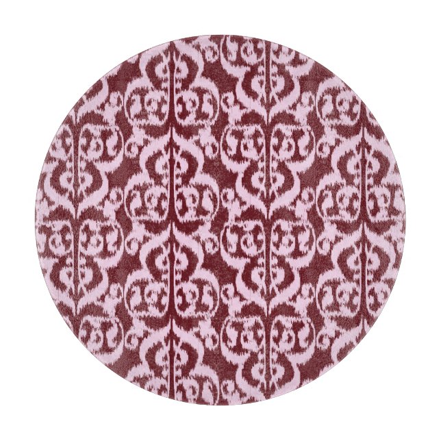 Planche À Découper Ikat Moorish Damask - bordeaux et rose (Devant)