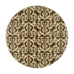 Planche À Découper Ikat Moorish Damask - chocolat brun et bronze