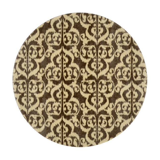 Planche À Découper Ikat Moorish Damask - chocolat brun et bronze (Devant)