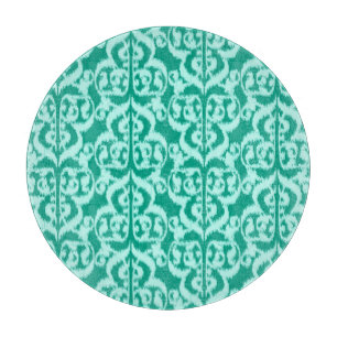 Planche À Découper Ikat Moorish Damask - paon et aqua
