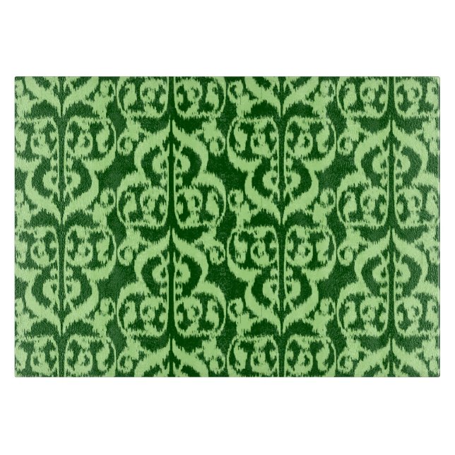 Planche À Découper Ikat Moorish Damask - vert pin et menthe (Devant)
