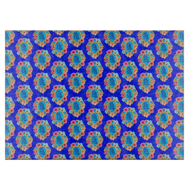 Planche À Découper Île Tropical Tortues de mer Floral (Devant)