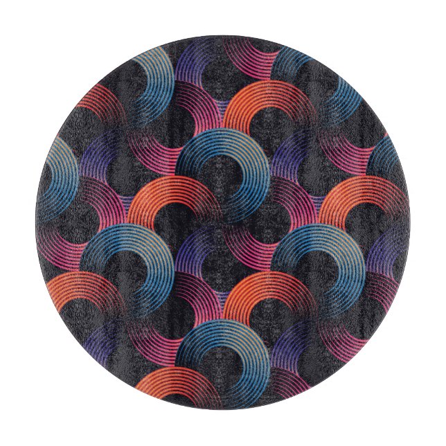 Planche À Découper Illusion optique : anneaux linéaires métalliques. (Devant)