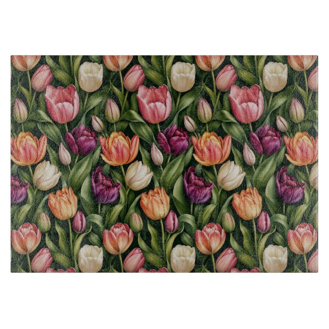 Planche À Découper Illustration botanique de tulipe raffinée (Devant)
