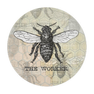 Planche À Découper Illustration d'abeille ouvrière vintage