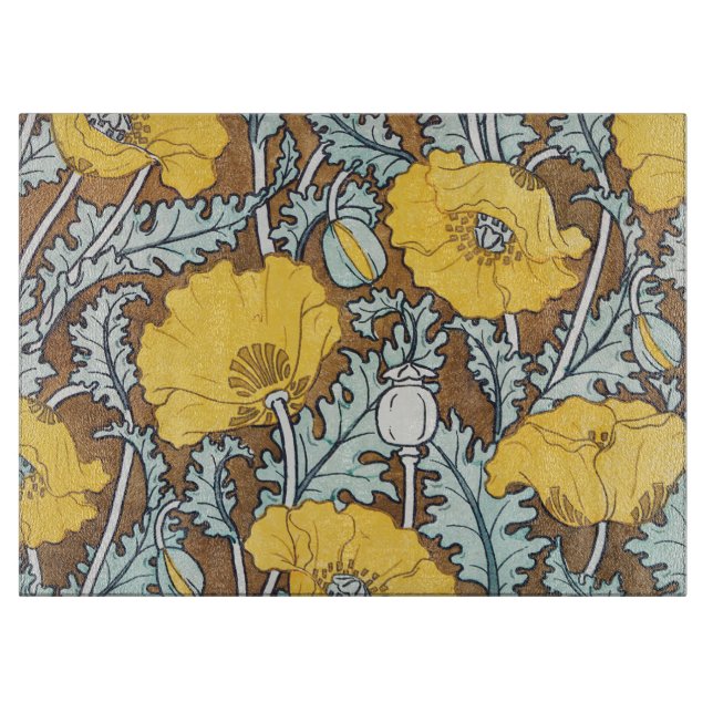 Planche À Découper illustration d'art de pavot fleur jaune (Devant)