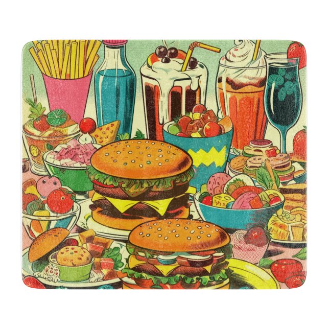 Planche À Découper Illustration de bande dessinée alimentaire rétro (Devant)