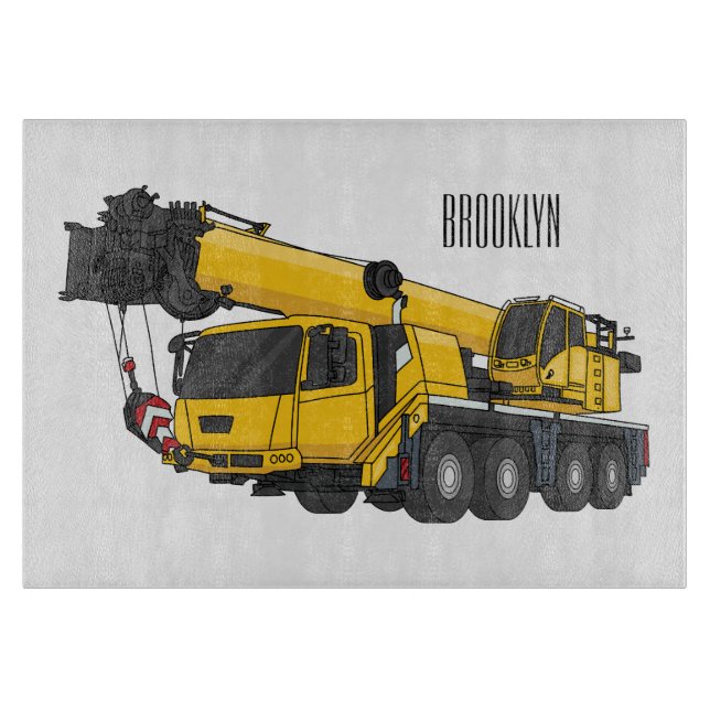 Planche À Découper Illustration de camion de grue (Devant)
