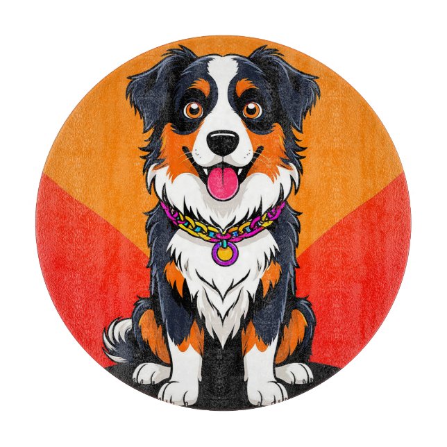 Planche À Découper Illustration de chien de dessin animé joyeux (Devant)