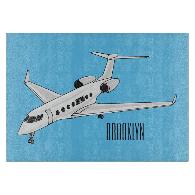 Planche À Découper illustration de dessin animé d'avion privé (Devant)