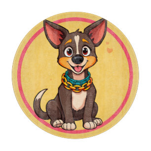 Planche À Découper Illustration de dessin animé de chien heureux