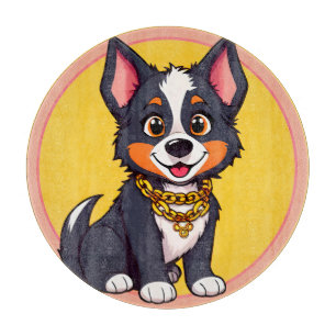 Planche À Découper Illustration de dessin animé de chien heureux