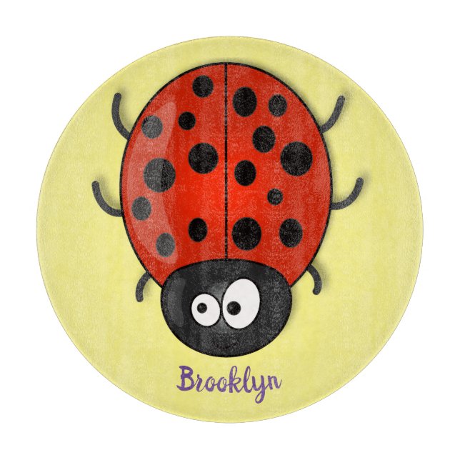 Planche À Découper Illustration de dessin animé de coccinelle rouge h (Devant)