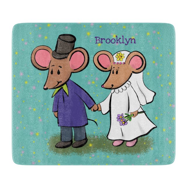 Planche À Découper Illustration de dessin animé d'un couple de souris (Devant)