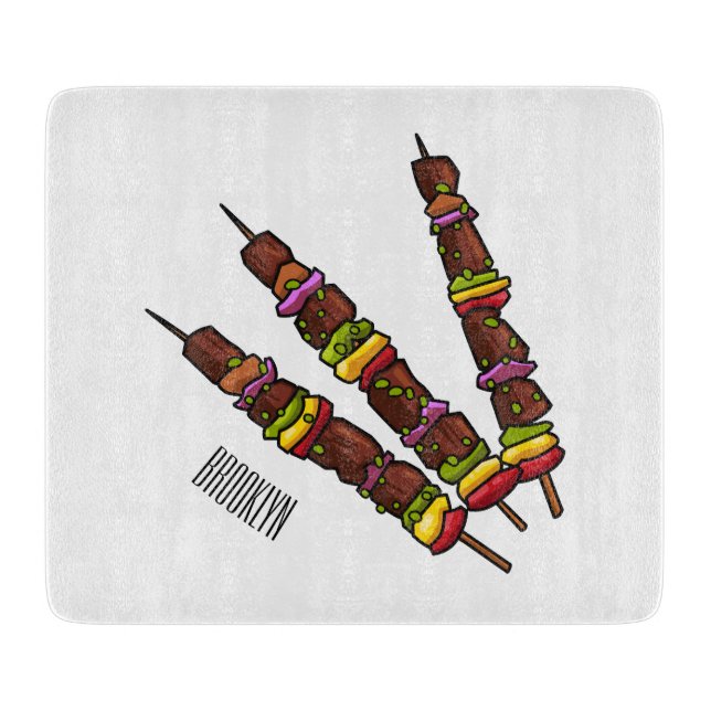 Planche À Découper Illustration de dessin animé Kebab ou kabob (Devant)