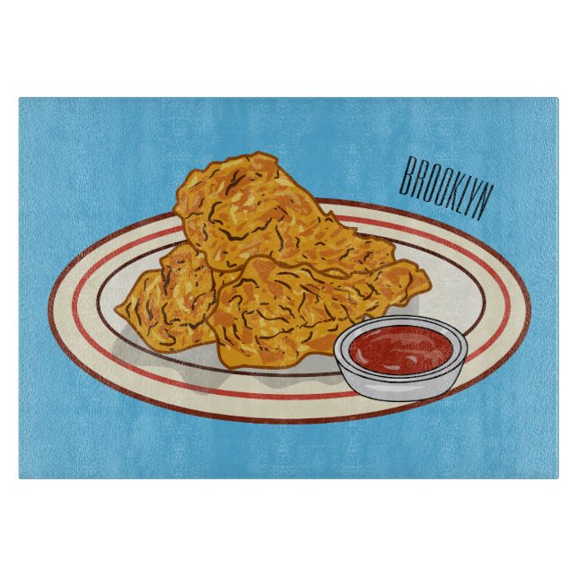 Planche À Découper Illustration de dessin animé sur le poulet frit (Devant)