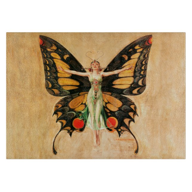 Planche À Découper Illustration de femme volant papillon Flapper (Devant)