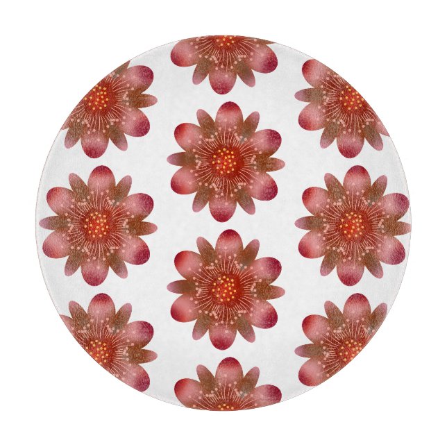 Planche À Découper Illustration de fleur sauvage rouge rustique | Des (Devant)