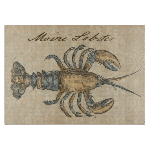 Planche À Découper Illustration de homard vintage : damas côtier 