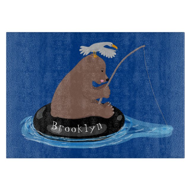 Planche À Découper Illustration de la pêche de l'ourson mou (Devant)