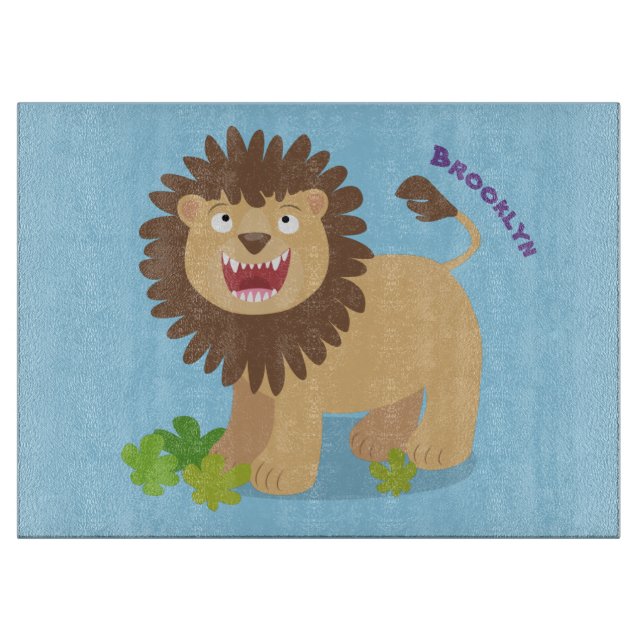 Planche À Découper Illustration de l'effervescence de lions heureux (Devant)