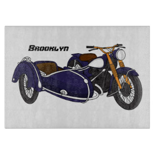 Planche À Découper Illustration de moto pourpre Sidecar