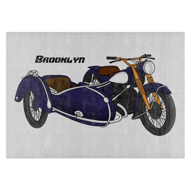 Planche À Découper Illustration de moto pourpre Sidecar (Devant)
