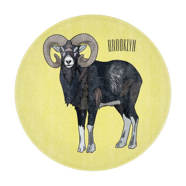 Planche À Découper Illustration de mouflon, mouton (Devant)