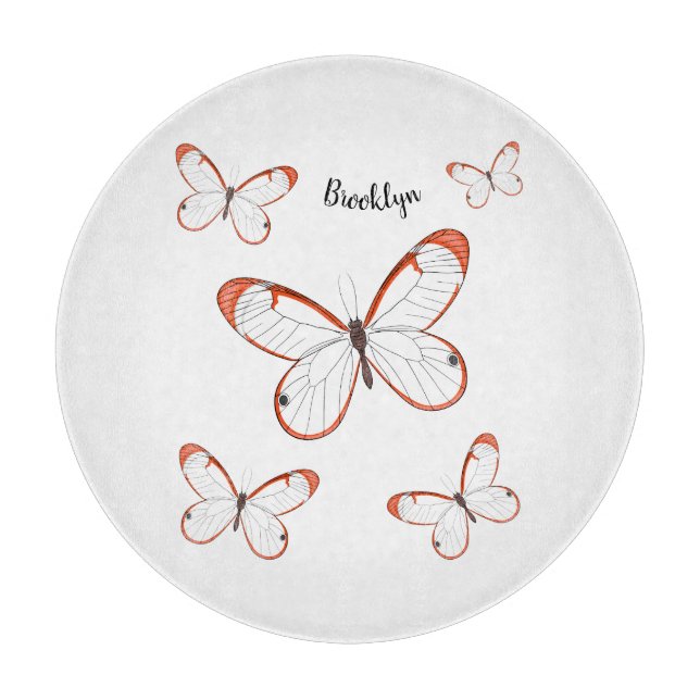 Planche À Découper Illustration de papillon en verre (Devant)