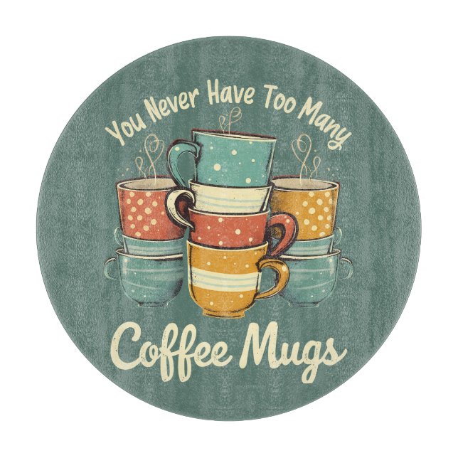 Planche À Découper Illustration de pile de tasses à café rétro (Devant)