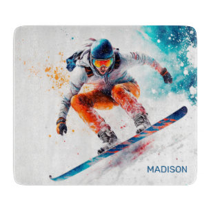 Planche À Découper Illustration de snowboarder de nom personnalisé