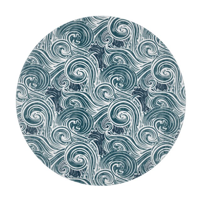 Planche À Découper Illustration des vagues de mer tracées à la main v (Devant)