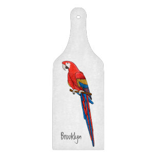 Planche À Découper Illustration du perroquet de macaw Scarlet