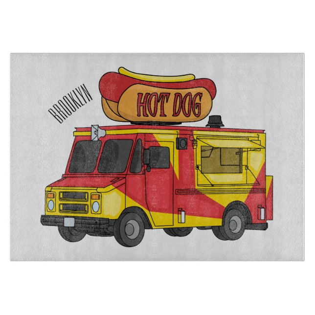 Planche À Découper Illustration d'un camion de nourriture pour chien  (Devant)