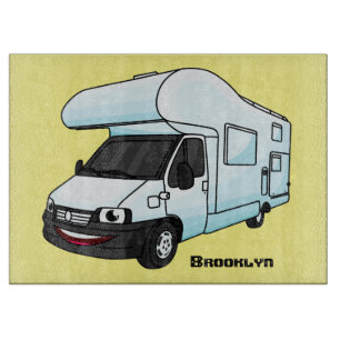 Planche À Découper Illustration d'un campervan heureux