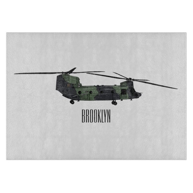 Planche À Découper Illustration d'un hélicoptère de l'armée de Chinoo (Devant)