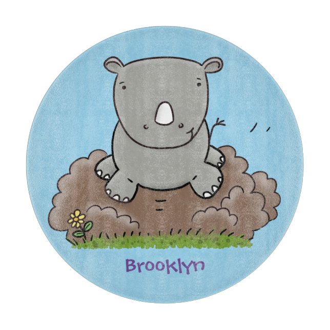 Planche À Découper Illustration d'un petit rhinocéros (Devant)