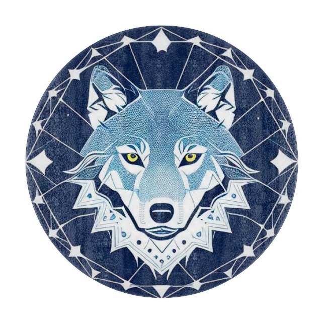 Planche À Découper Illustration géométrique d'un loup (Devant)