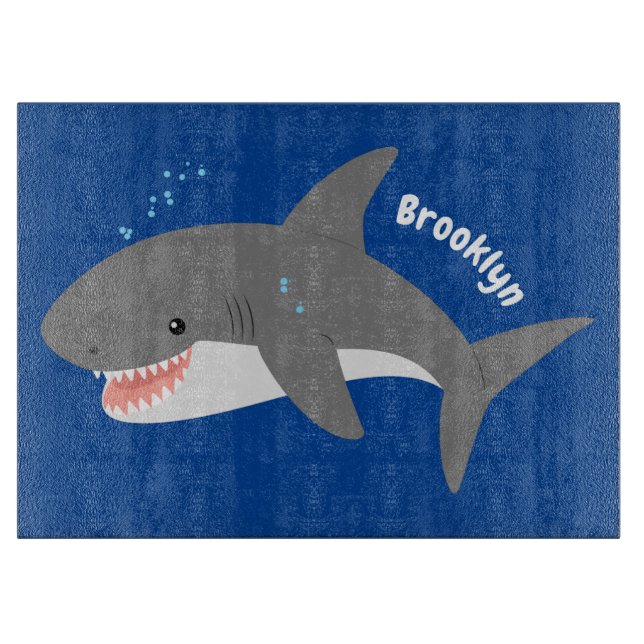 Planche À Découper Illustration joyeuse du grand requin blanc (Devant)
