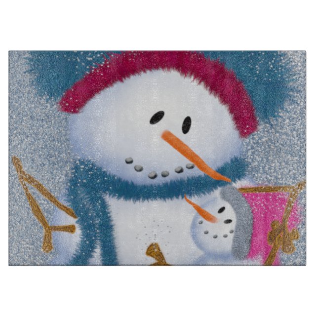 Planche À Découper Illustration SnowMomma Et SnowGirl (Devant)