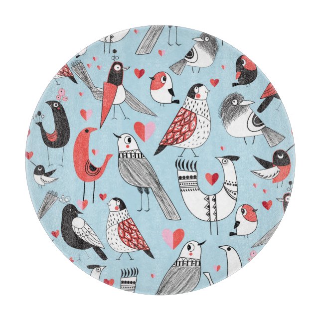 Planche À Découper Illustrations amusantes d'oiseaux, graphisme sans  (Devant)