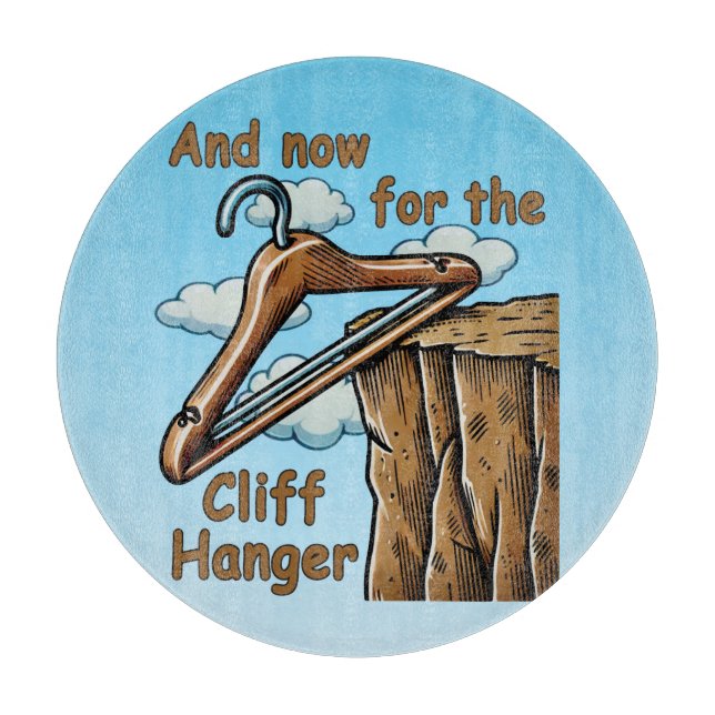 Planche À Découper Image amusante de Cliff Hanger avec jeu de mots lu (Devant)