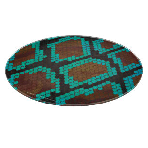 Planche À Découper Impression Brown et Turquoise de serpent