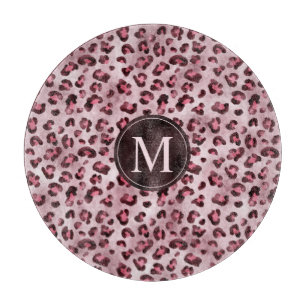Planche À Découper Impression d'animal à léopard rose avec monogramme