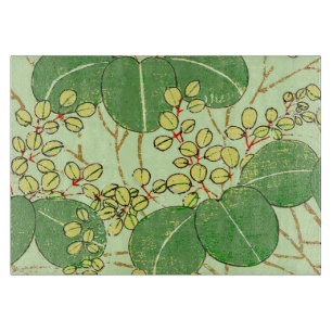 Planche À Découper Impression de bloc de bois de feuille verte botani