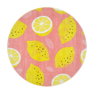Planche À Découper Impression de citron, motif d'été brillant et tran