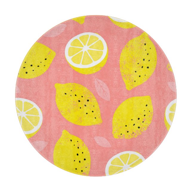 Planche À Découper Impression de citron, motif d'été brillant et tran (Devant)